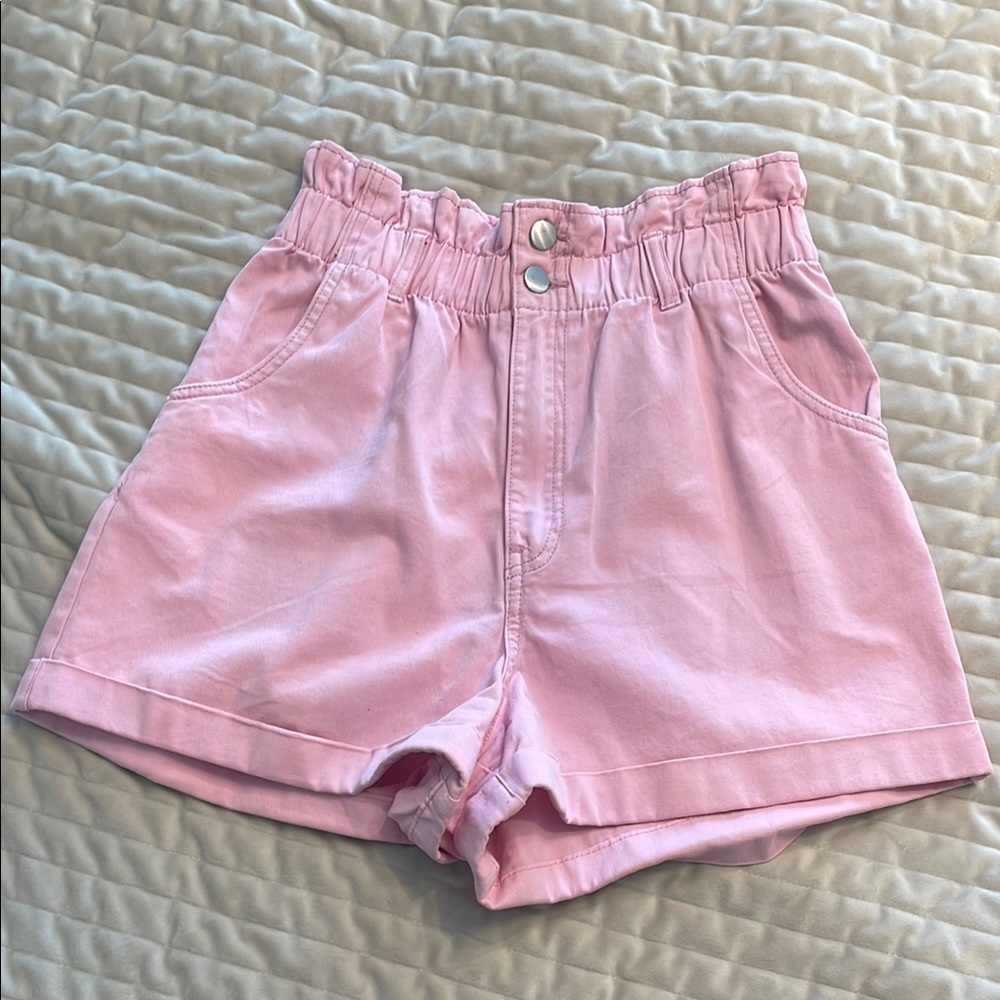 H&M Pink High Waist Shorts with Feminine Silhouette
